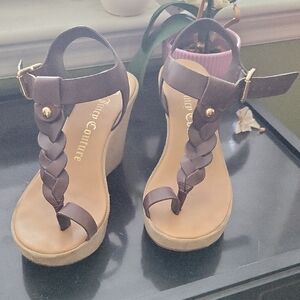 Juicy Couture Dark Brown Braided Wedges